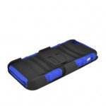 Wholesale iPhone 5 Silicon+PC Dual Hybrid Case with Stand and Holster Clip (Black-Blue)